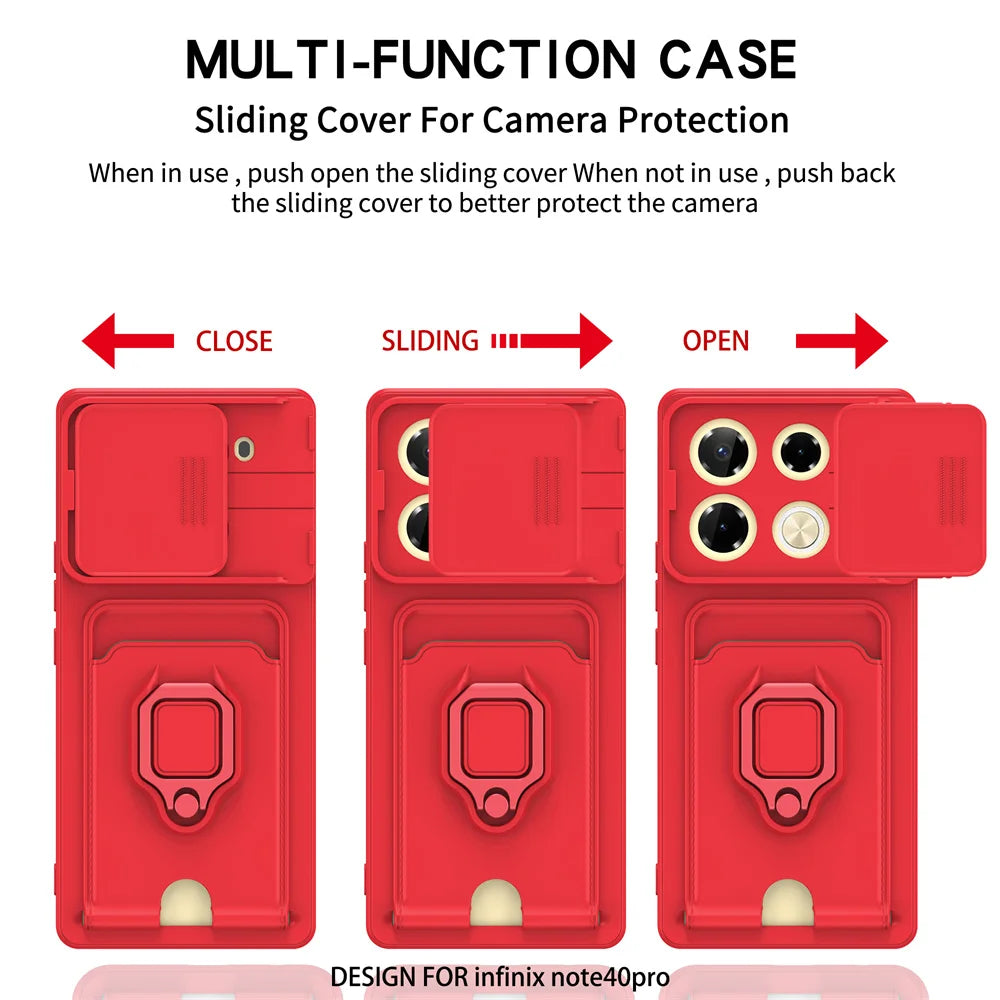 For Xiaomi 14T Pro Case Ring Stand Rotating Slide Camera Lens Soft Shockproof Cover for Xiaomi 14T Camera Protection Phone Cases