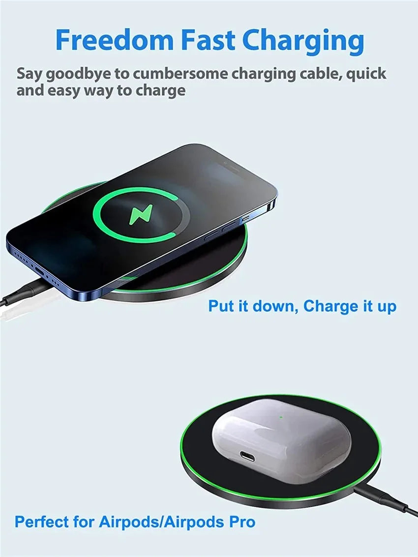 60W Wireless Charger Pad for iPhone 14 13 12 11 Pro Max X Samsung Xiaomi Huawei QC Power Bank Fast Charging Dock Station
