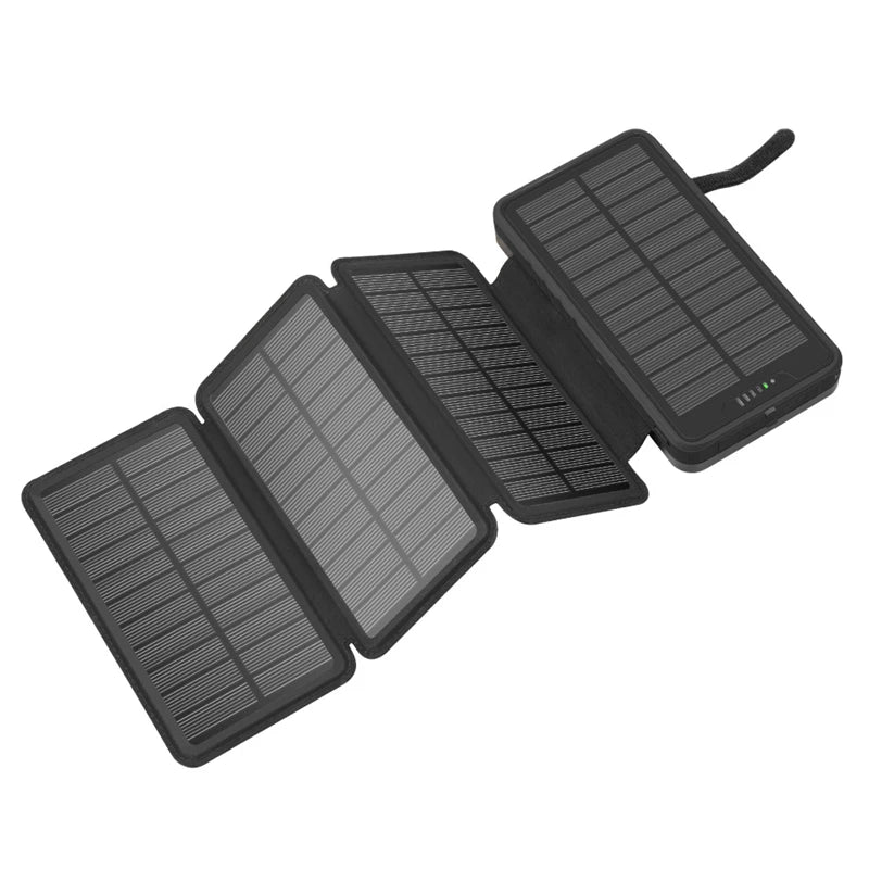 Folding Solar Power Bank 20000mAh Portable External Battery Charger for iPhone 14 13 Powerbank with LED Light Dual 2.1A USB Port