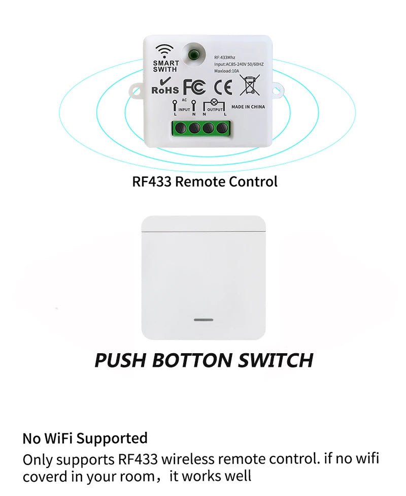 Wireless Smart Wall Switch RF 433Mhz Interruptor Light Switch Remote Control 86 Panel Receiver For Lamp Home Decoration