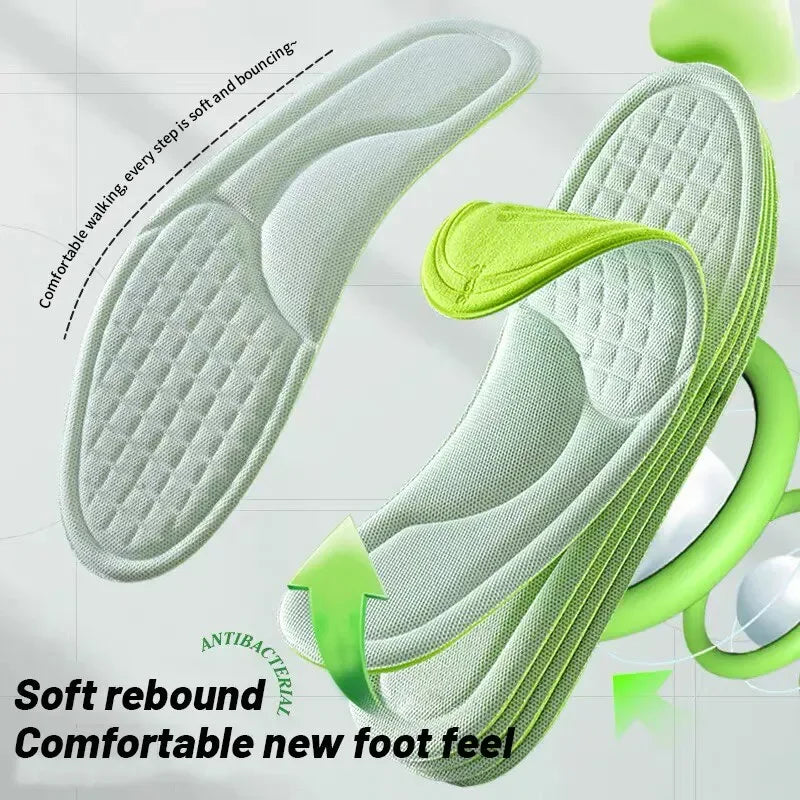 Sports Insoles for Shoes 5D Massage Soft Deodorant Breathable Shock Absorbant Cushion Running Insoles for Feet Men Women