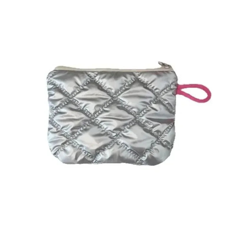Silver Lingge Bow Pattern  Coin Purses Small Canvas Coin Wallet Lady Girls Earphone Coin Key Money Storage Bag Zipper Pouch