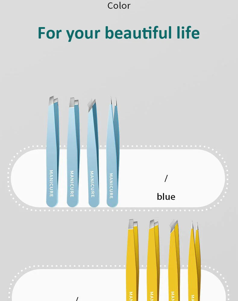 Stainless Steel Slanted Eye Brow Clips Eyelashes Removal Makeup Tools Eyebrow Tweezer Colorful Hair Beauty Fine Hairs Puller
