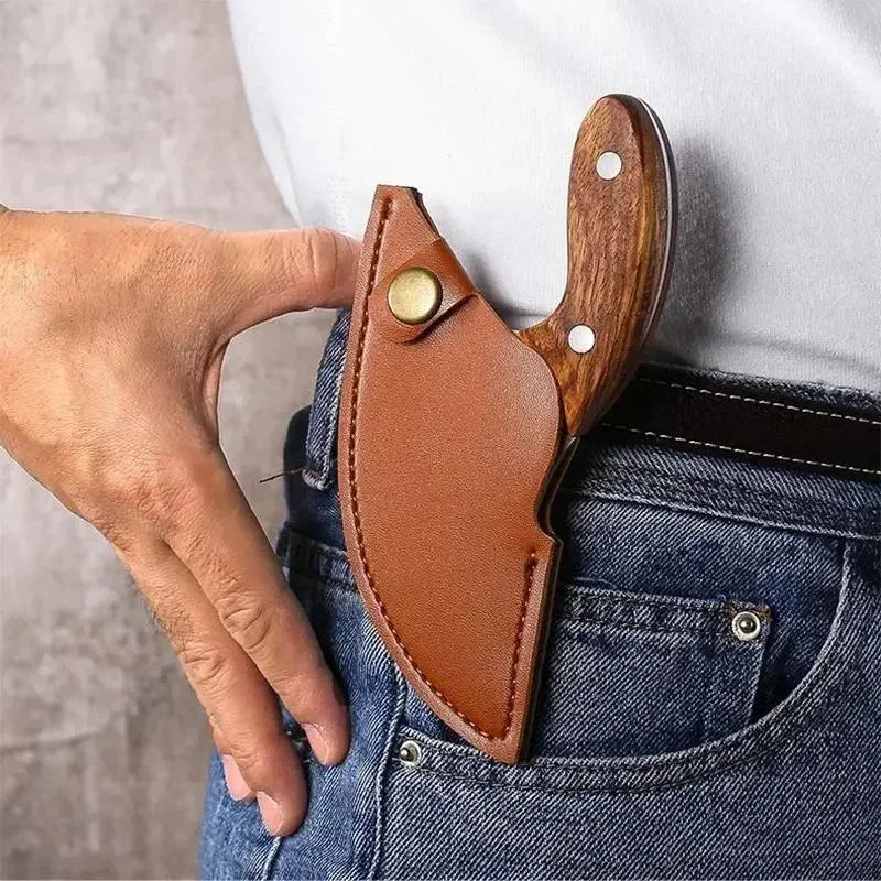 Barbecue Knife Can Open Bottle Cleaver Meat Fruit Vegetables Utility Boning Knife Kitchen Chef  Knives Wooden Handle With Sheath