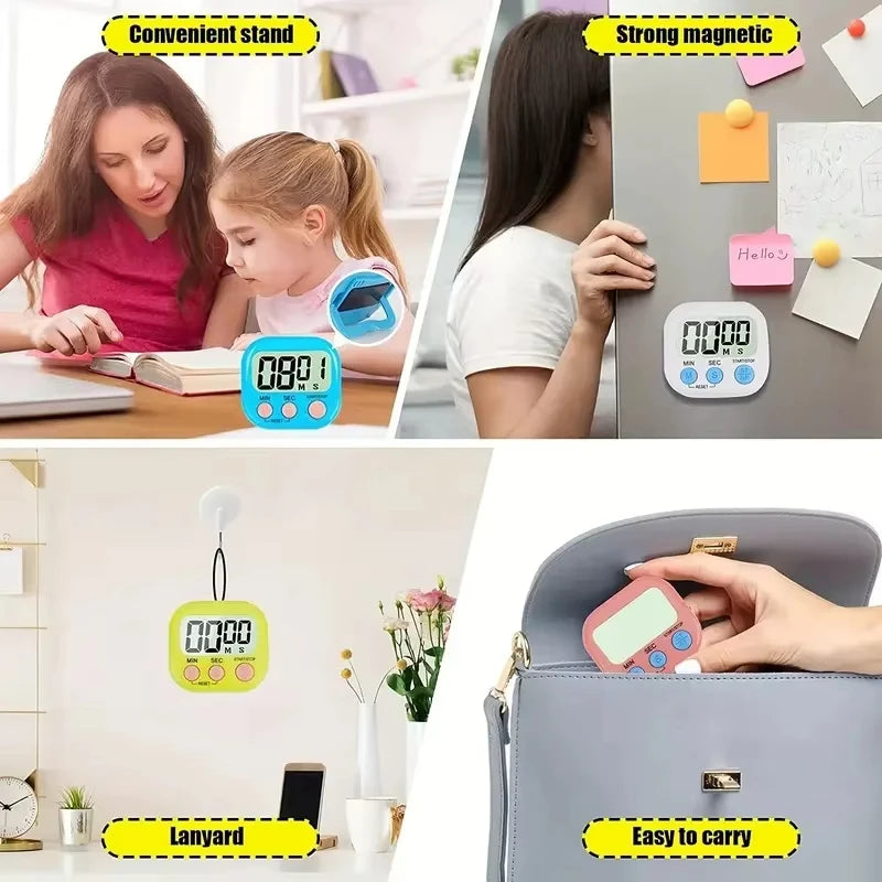 LED Display Counter Alarm Clock Manual Electronic Countdown Sports Magnetic Digital Timer Kitchen Cooking Shower Study Stopwatch