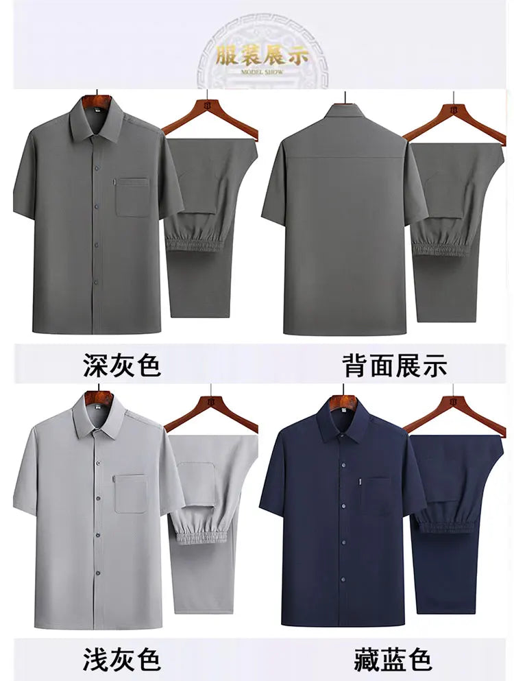 Shirts + Pants 2025 summer 100% Cotton linen Sportswear Men's Casual Sets Male Fashion Chinese style shirts and trousers M-4XL