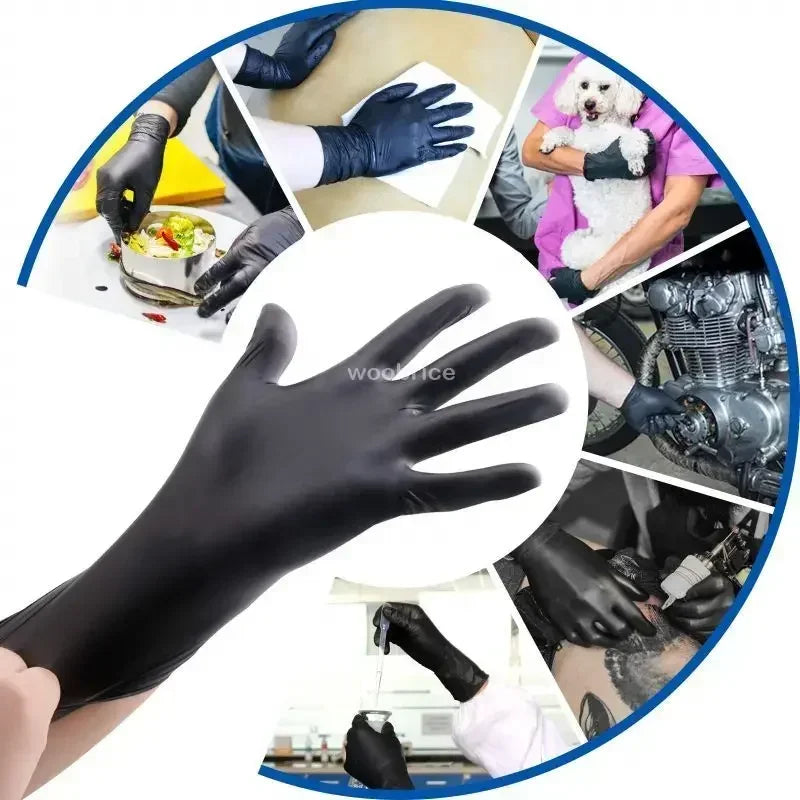 10-100pcs Gloves Disposible Latex Free Black Nitrile PVC Gloves Housework Cleaning Car Industry Gardening Pet Care Cooking Tools