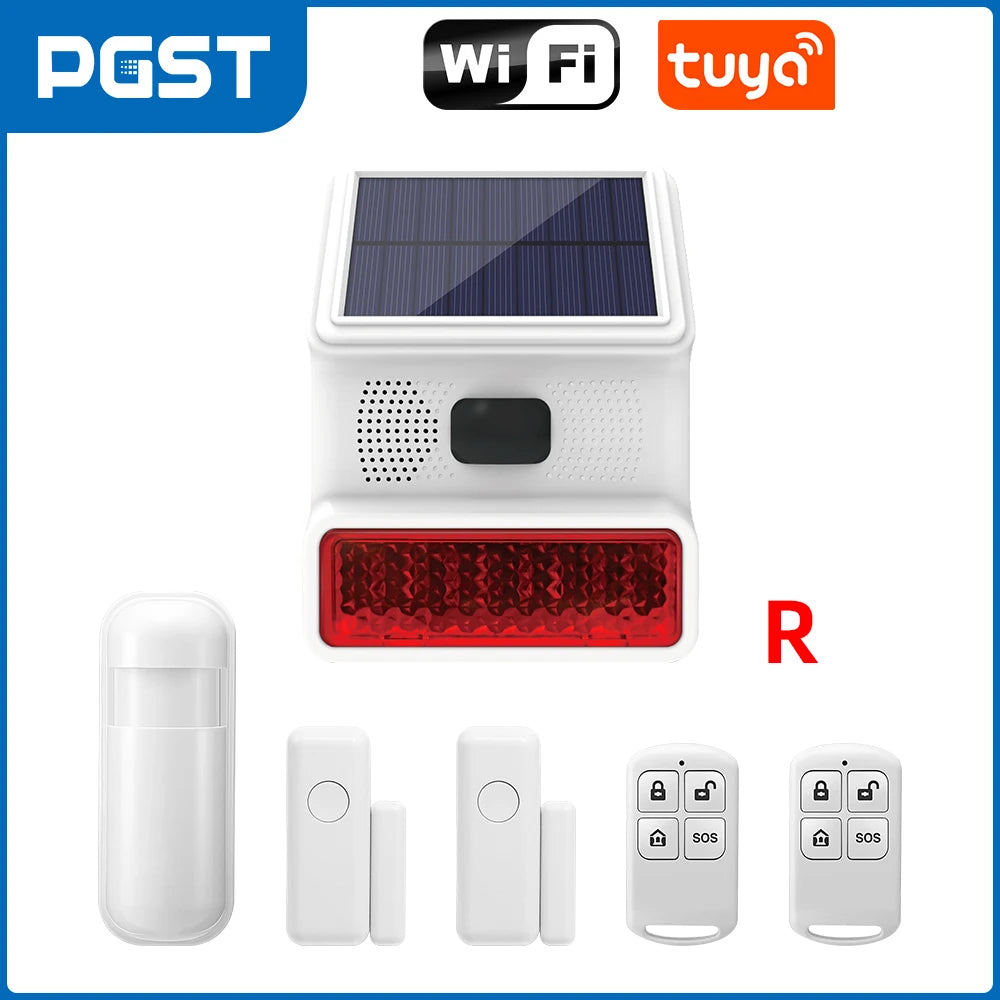 433MHz Solar Outdoor Waterproof Siren with LED Flashing Light Function as Home Garage Shed Alarm System