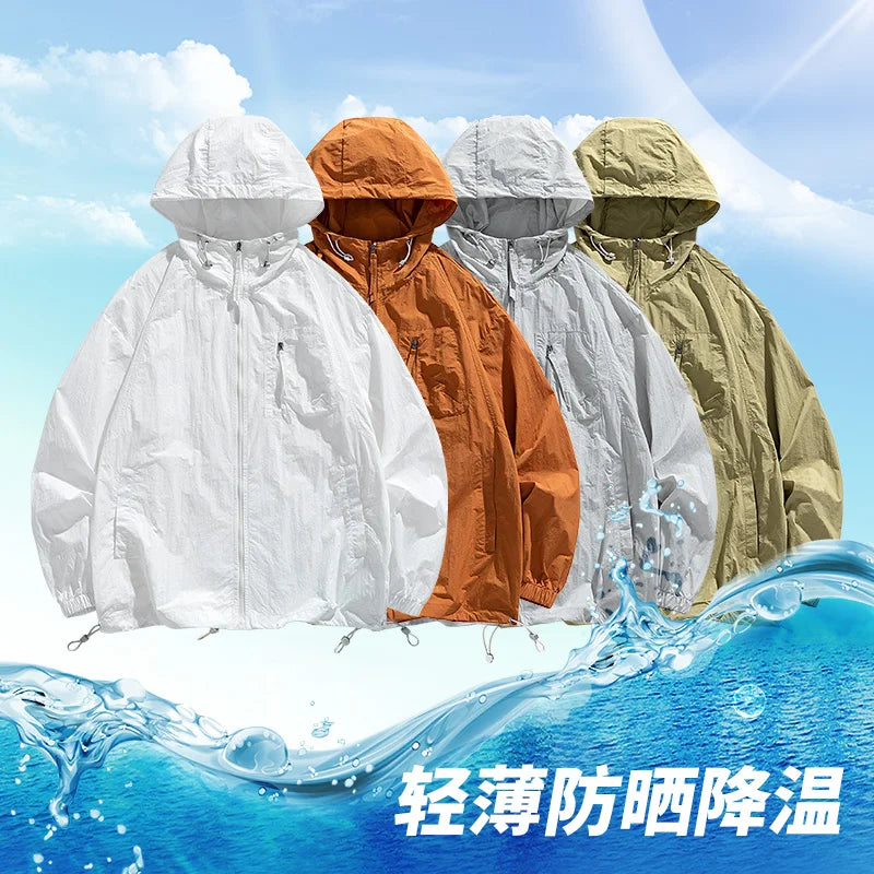 UPF50+Sunscreen Jacket 2024 New Loose and Thin Breathable UV Protection Hooded windbreaker Summer Men's Sunscreen Clothing