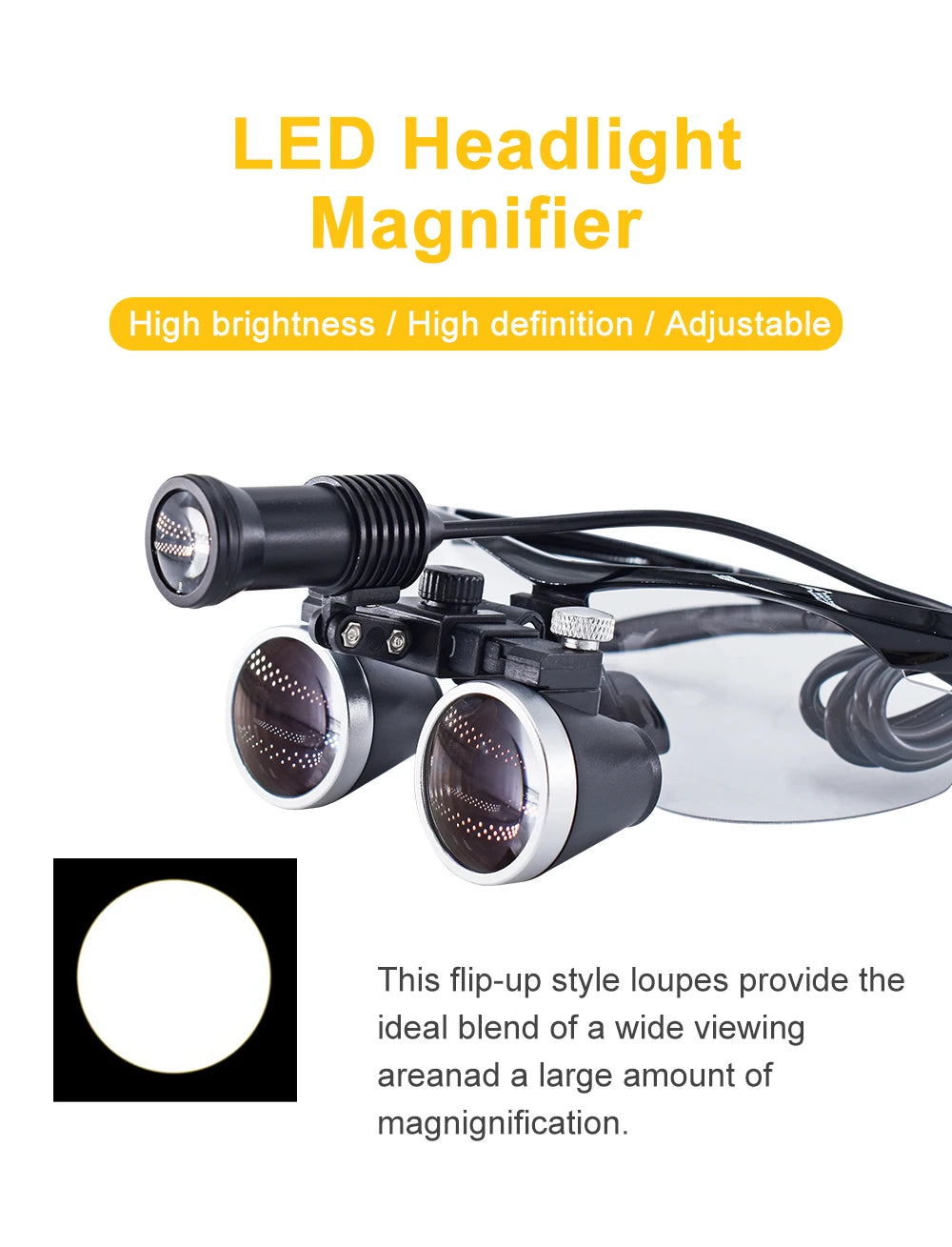 Dental Loupes Dental Magnifier Dental Lab Medical Loupes Magnification Binocular 2.5/3.5x Headlight Headlamp 3W/5W Seperately