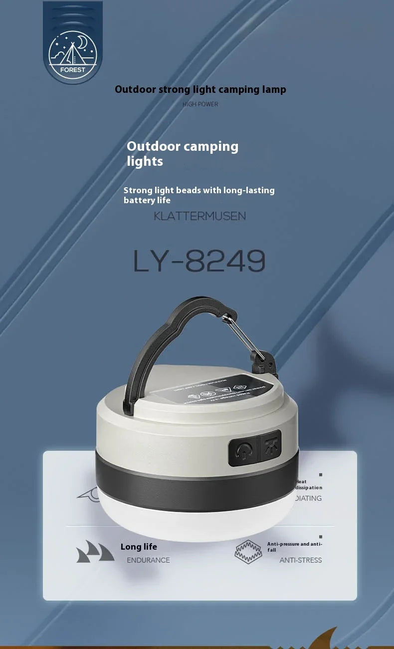 Rechargeable Camping Tent Light - LED Portable Lantern Flashlight with 6 Light Modes, Hanging Hook Buit-in Battery