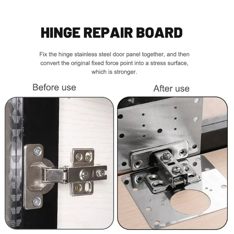 Cabinet Hinge Repair Plate Kit Kitchen Cupboard Door Hinge Mounting Plate With Holes Flat Fixing Brace Brackets Household Tools
