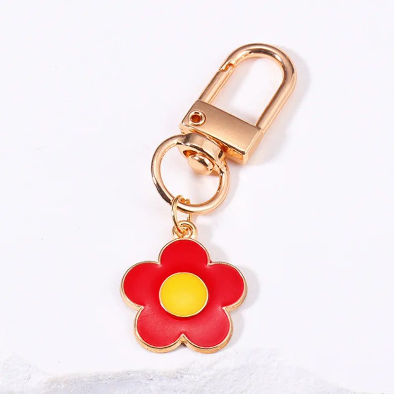 Lovely Smile Face Keychain Cute White Purple Yellow Pink Blue Black Enamel Metal Key Ring Bag Accessories For Women Ladies