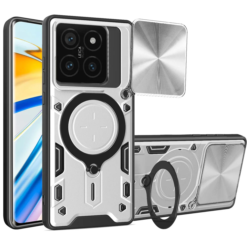 Case For Xiaomi 14T Redmi Note 13 Pro Plus 4G 5G Redmi Note 13 Pro Magnetic Rotat Camera Slide Protector Ring 360 Stand Cover