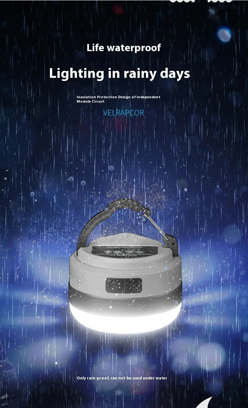 Rechargeable Camping Tent Light - LED Portable Lantern Flashlight with 6 Light Modes, Hanging Hook Buit-in Battery