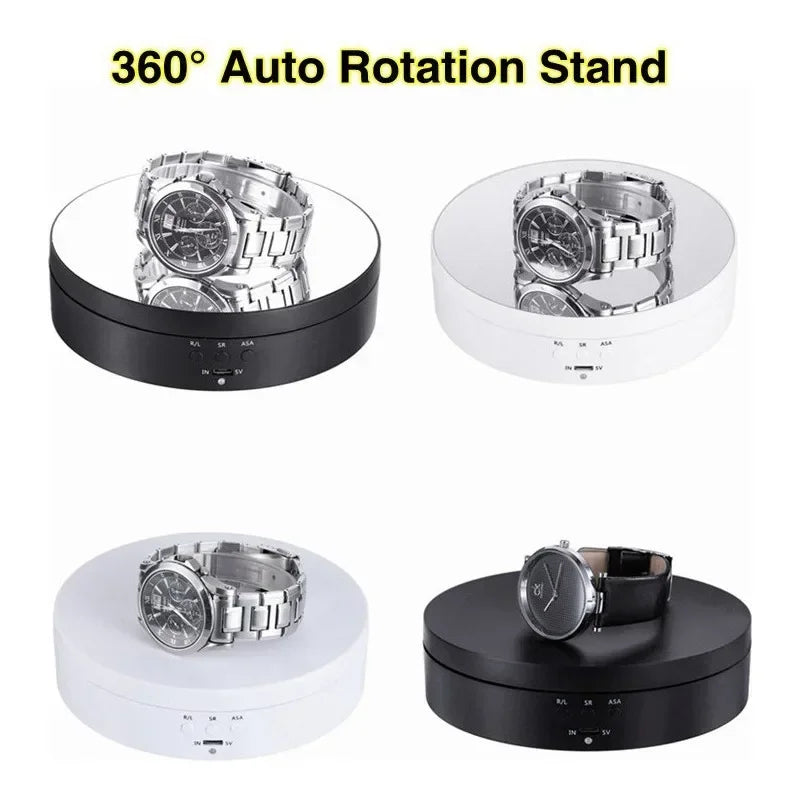 Three Speeds Motorised Rotating Mirror Display Stand,360 Degree Turntable, Jewellery Holder,USB Power Supply, Rotating Shooting
