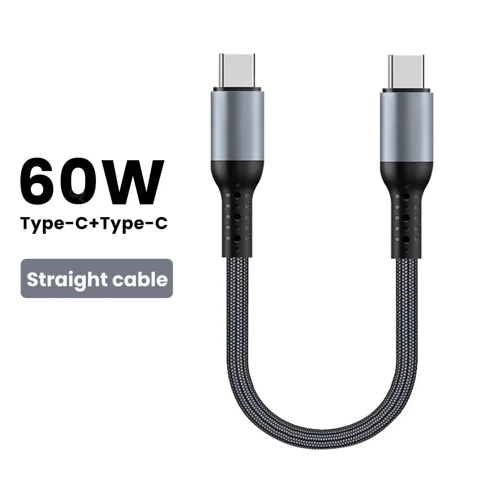 25cm/50cm Short USB Type C to Type C Cable 90 Degree Elbow USB C Cable Fast Charging For iphone 15 Xiaomi Huawei Power Bank Wire