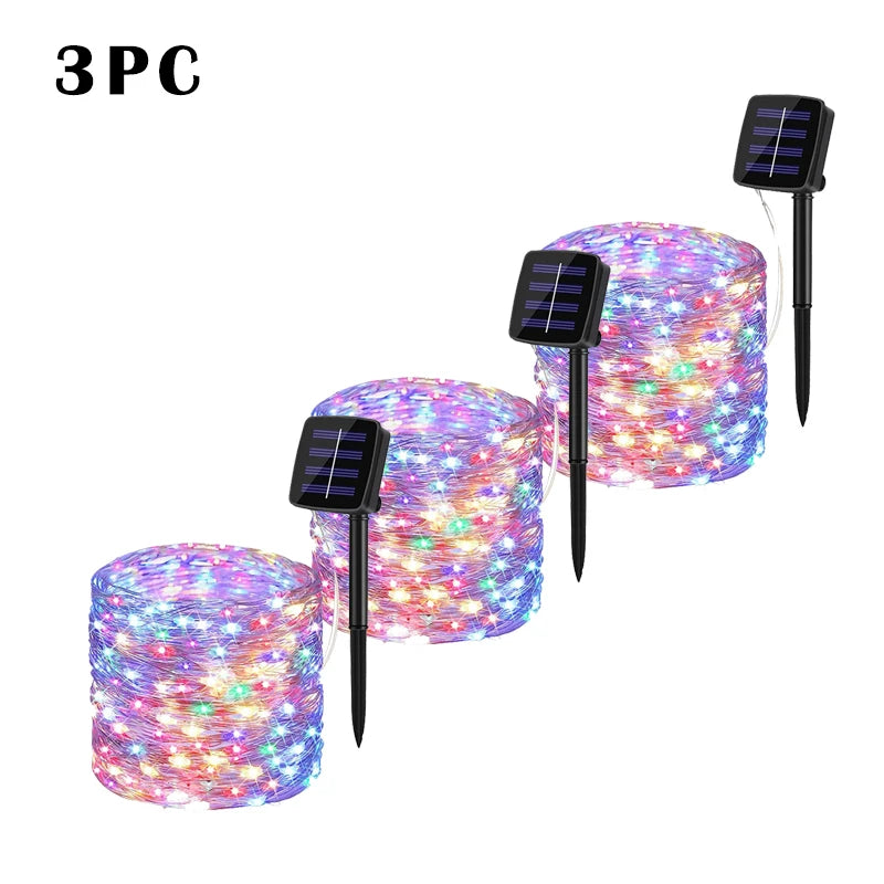 7m/12m/22m/32m/52m/102m LED Solar String Light Outdoor Garden Fairy Lights 1000 Leds Waterproof Lamp for Christmas Party Decor