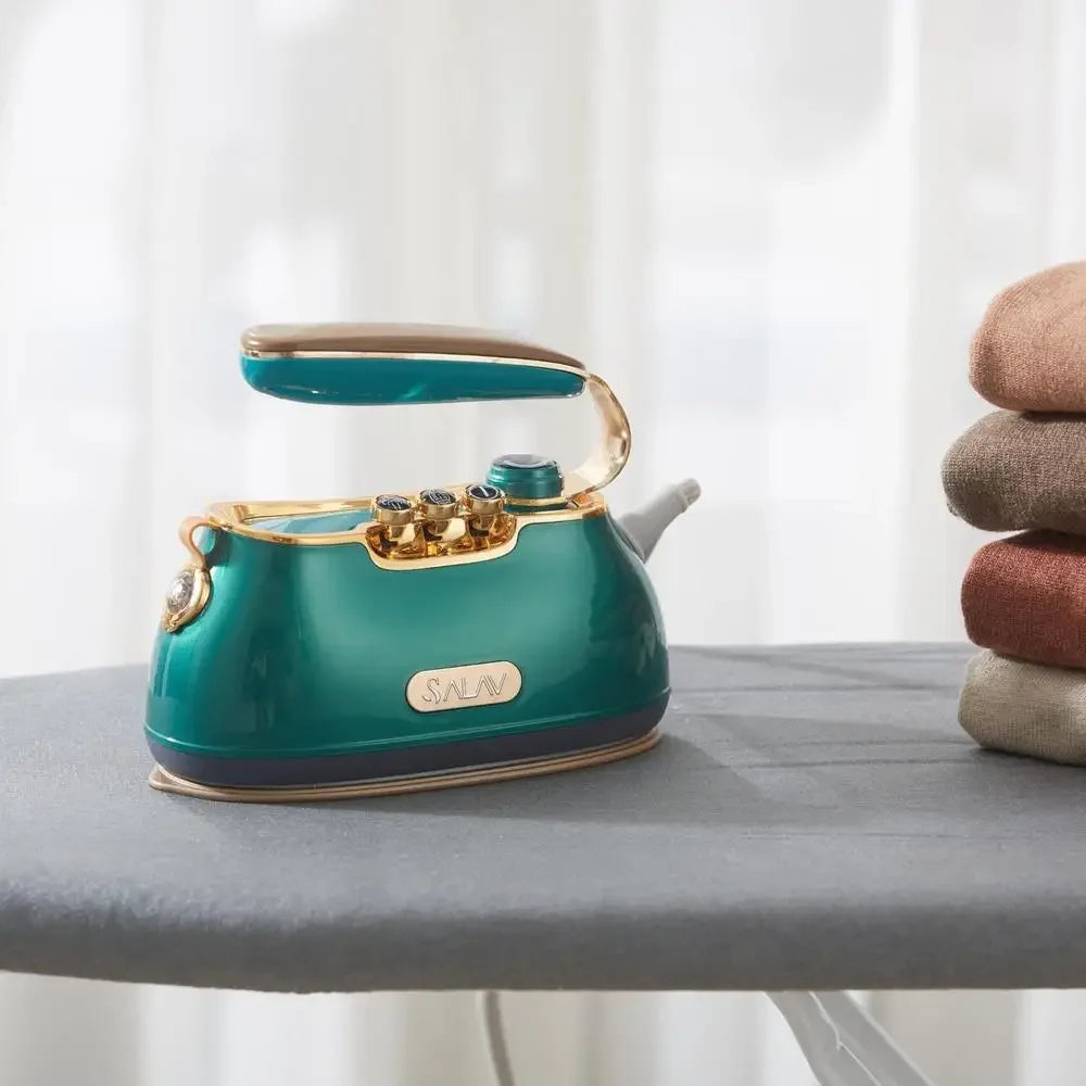 Compact Power Duo Steamer & Iron with Ceramic Plate Wrinkle Releaser & Garment Presser Retro Design Dual Heating Tech Organ