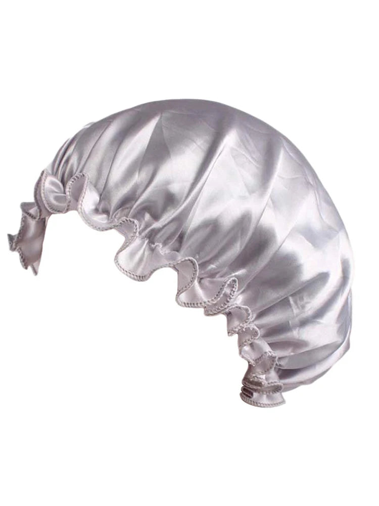 Lace Sleeping Cap Multifunctional Hair Care Cap Shower Cap Beauty Makeup Cap Imitation Silk Home Hat Suitable For Natural Curly