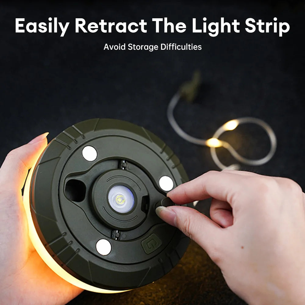 USB Rechargeable Camping Light Outdoor Tent Light XTE LED Flashlight with Magnet Hook 10 Meter Light Strip
