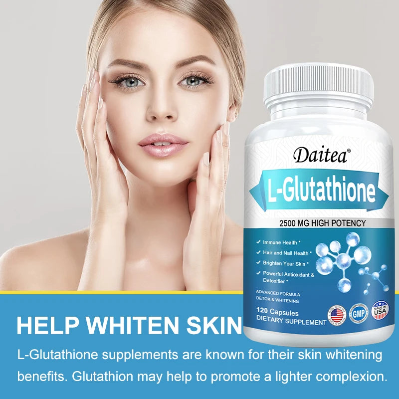 L-Glutathione Supplement, Beauty Care, Skin, Hair and Nail Health, Antioxidant and Detoxifier, Immune System, Non-GMO