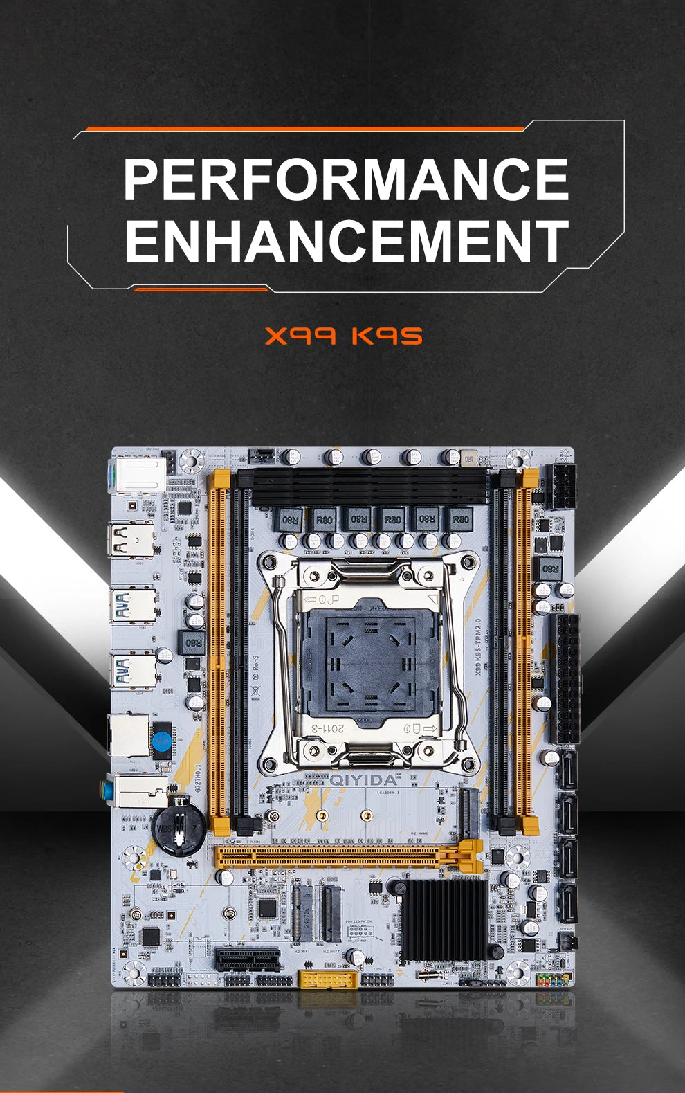 QIYIDA X99 Motherboard LGA 2011-3 Set Kit Xeon E5 2680 V4 CPU Processor 32G=2*16G DDR4 REG ECC RAM Memory NAME M.2