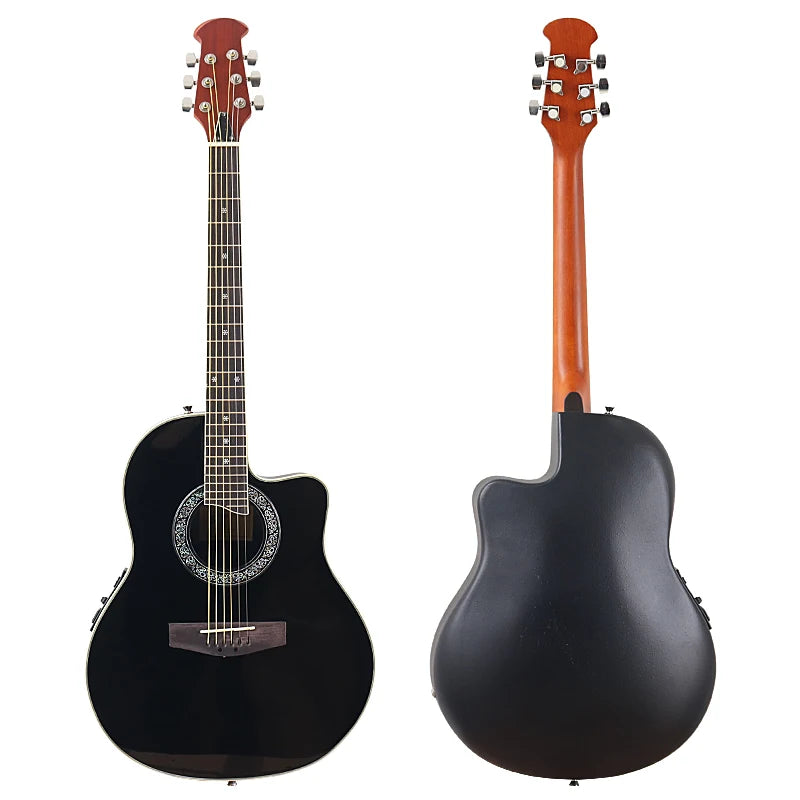 Ovation Model 41 Inch Round Back Electric Acoustic Guitar Cutaway Design 6 Strings Folk Style With Pick Up