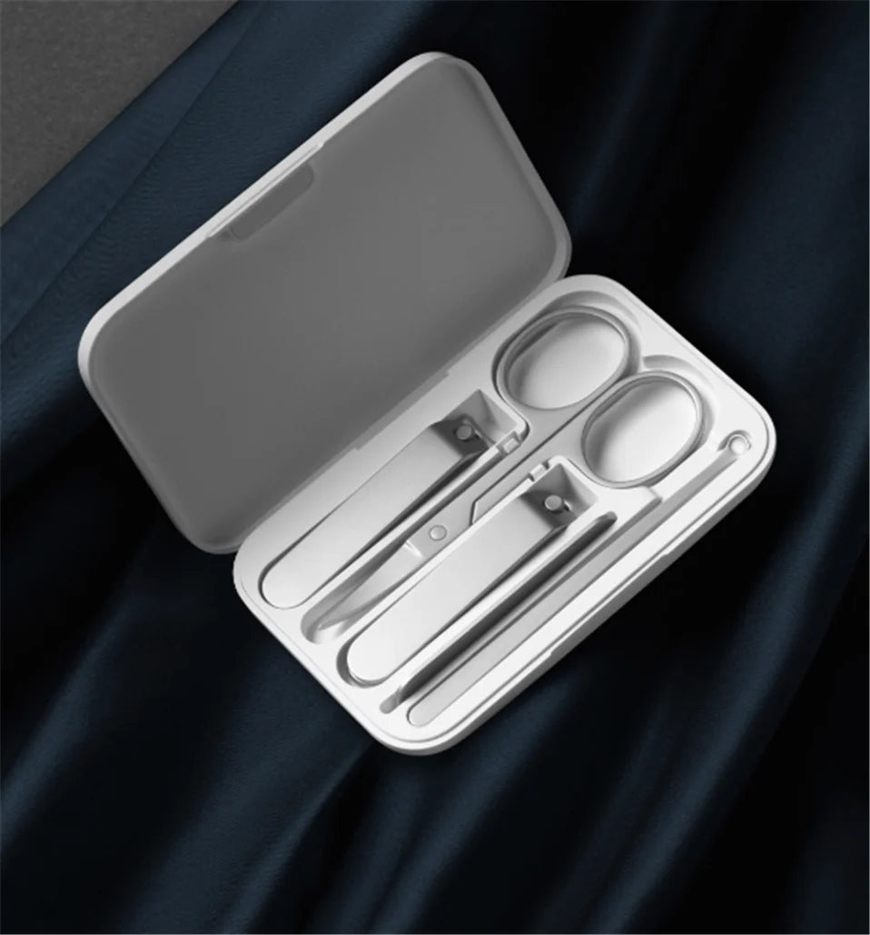 XIAOMI Mijia nail clipper five-piece set white high-quality stainless steel magnetic absorption simple five-piece set portable