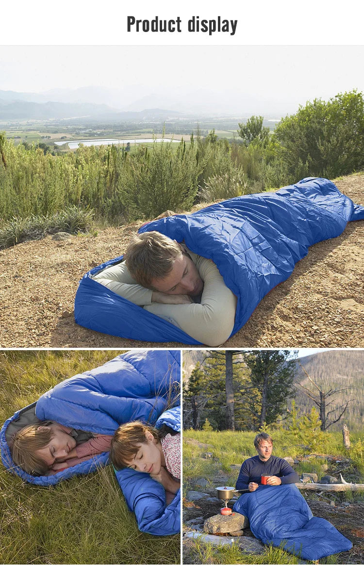 PACOONE Camping Sleeping Bag Lightweight 4 Season Warm Envelope Backpacking Outdoor Mummy Cotton Winter Sleeping Bag