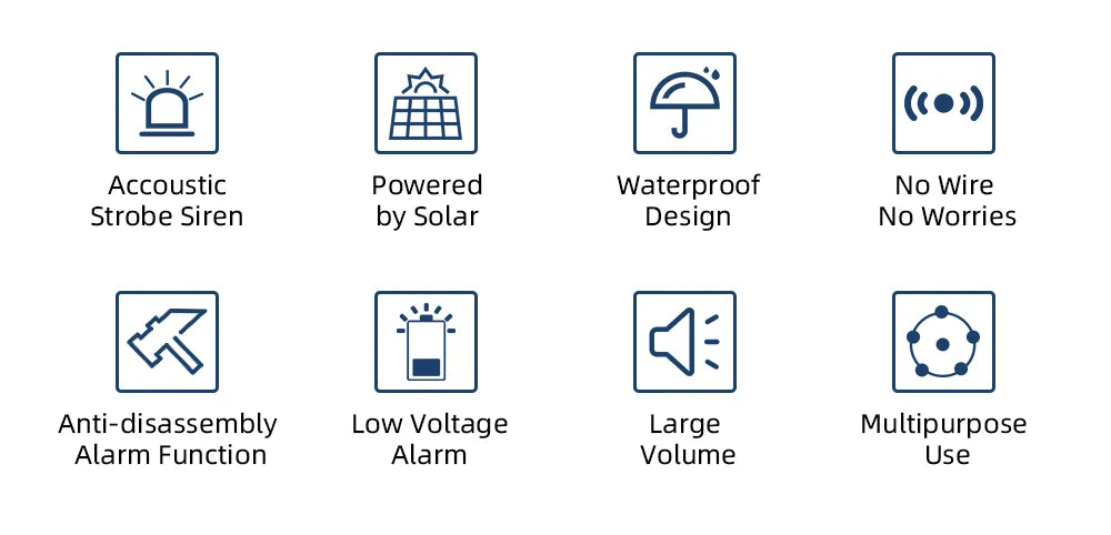 433MHz Solar Outdoor Waterproof Siren with LED Flashing Light Function as Home Garage Shed Alarm System