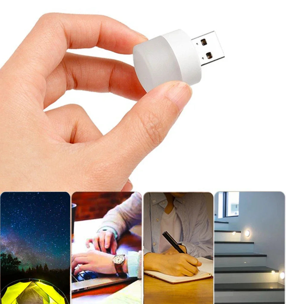 10pcs USB Plug LED Reading Lamps Eye Protection round Light for Computer Mobile Power Small Book Night Light