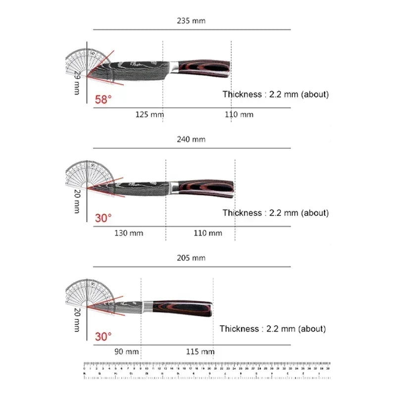 Kitchen Knives High Stainless Steel Chef Knife Slicing Butcher Boning Knife Cleaver Meat Vegetables Fruit Fish Filleting Knife