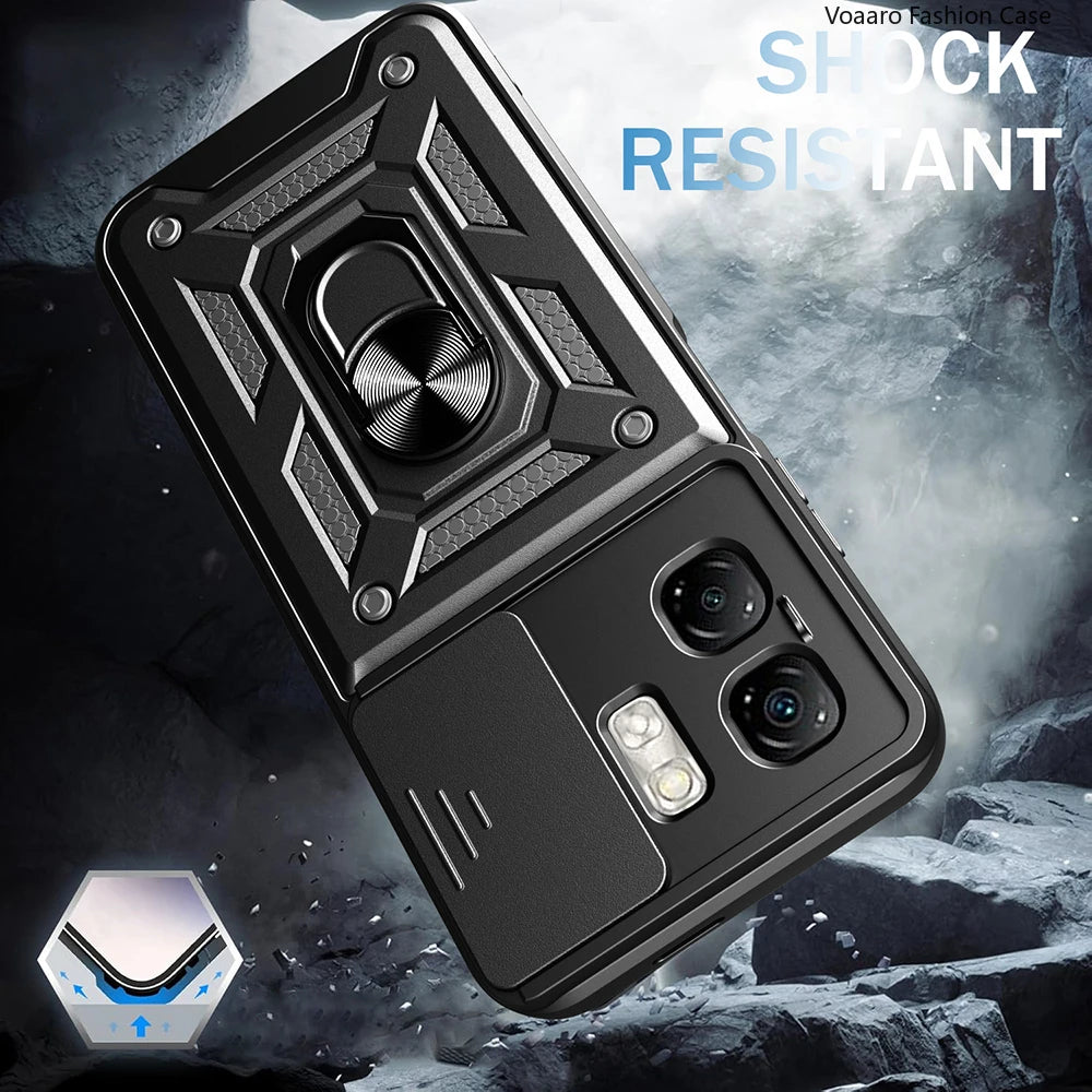 Slide Lens Camera Protect Armor Funda for Infinix Smart 9 Case Magnetic Rotate Ring Stand Holder Cover for Infinix Hot 50i Case