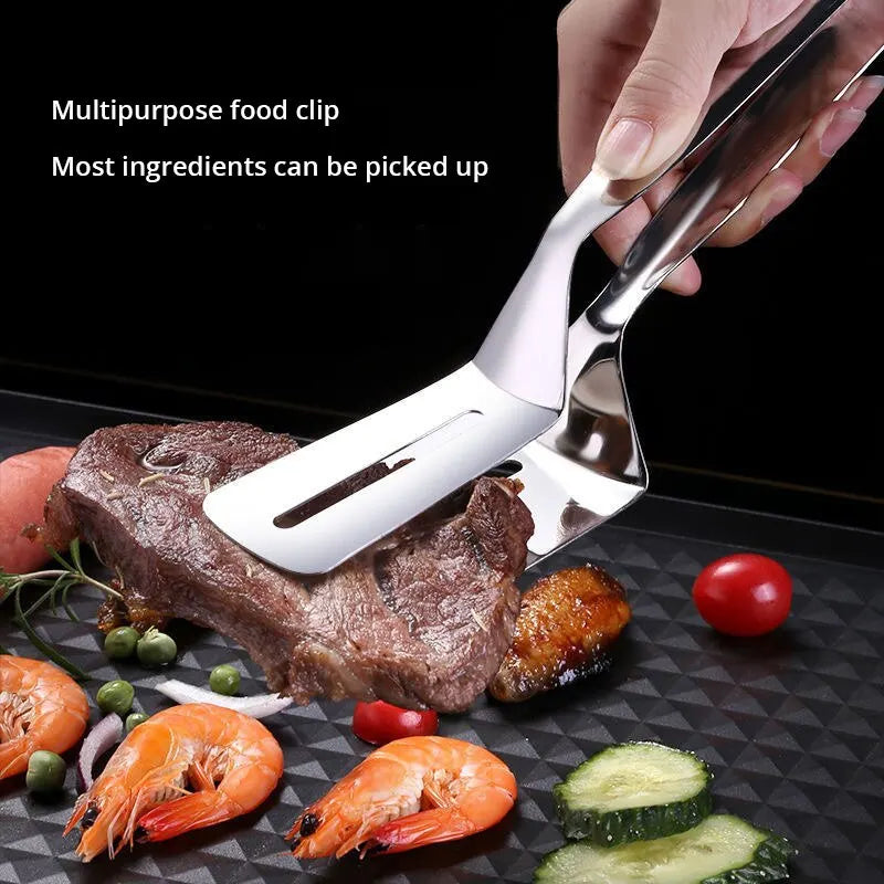 1pc Silvery 201 Stainless Steel Steak Clip Pancake Fried Fish Roast Meat Clip Barbecue Pliers Bread Clip Household Kitchen Tools