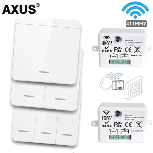 Wireless Smart Wall Switch RF 433Mhz Interruptor Light Switch Remote Control 86 Panel Receiver For Lamp Home Decoration