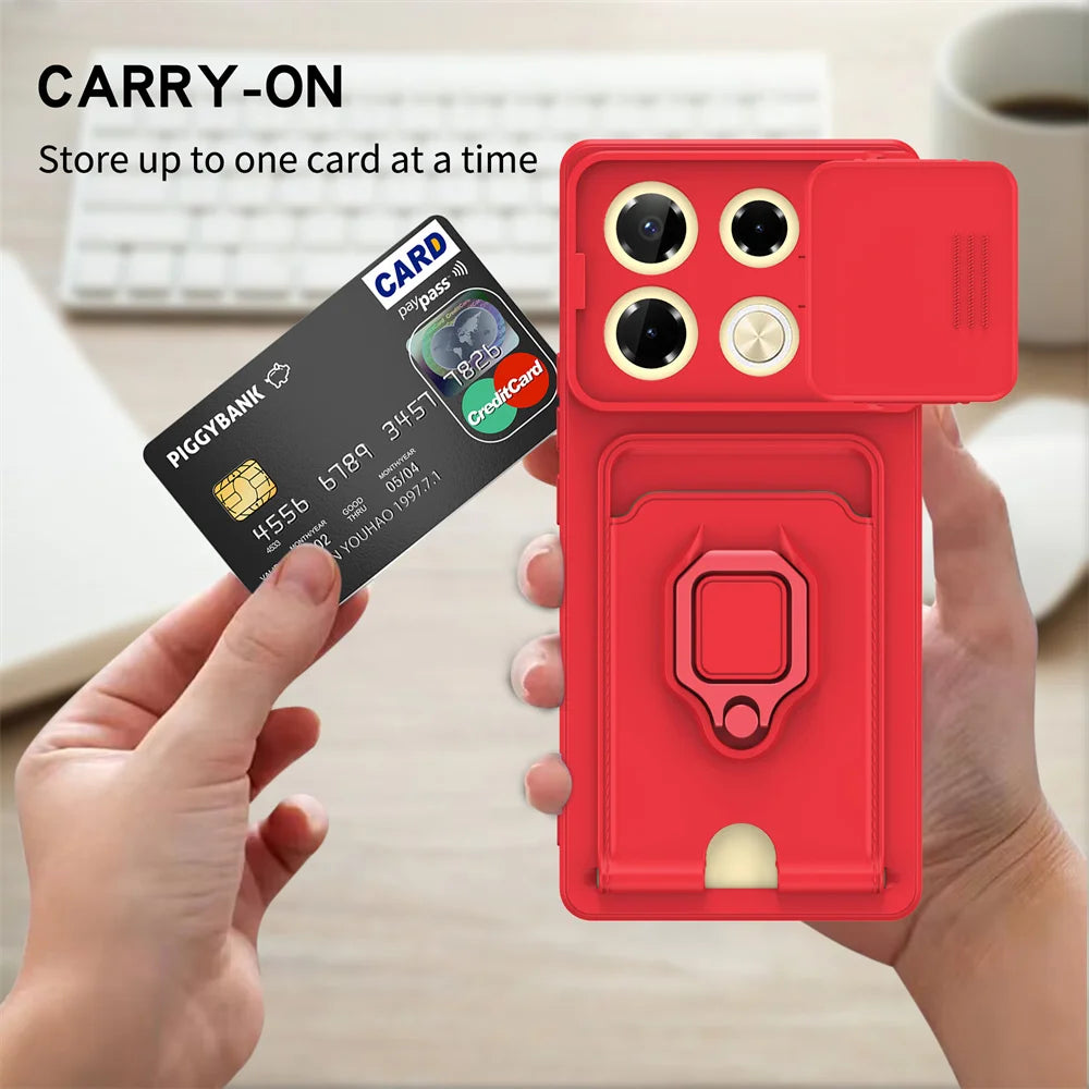 For Xiaomi 14T Pro Case Ring Stand Rotating Slide Camera Lens Soft Shockproof Cover for Xiaomi 14T Camera Protection Phone Cases