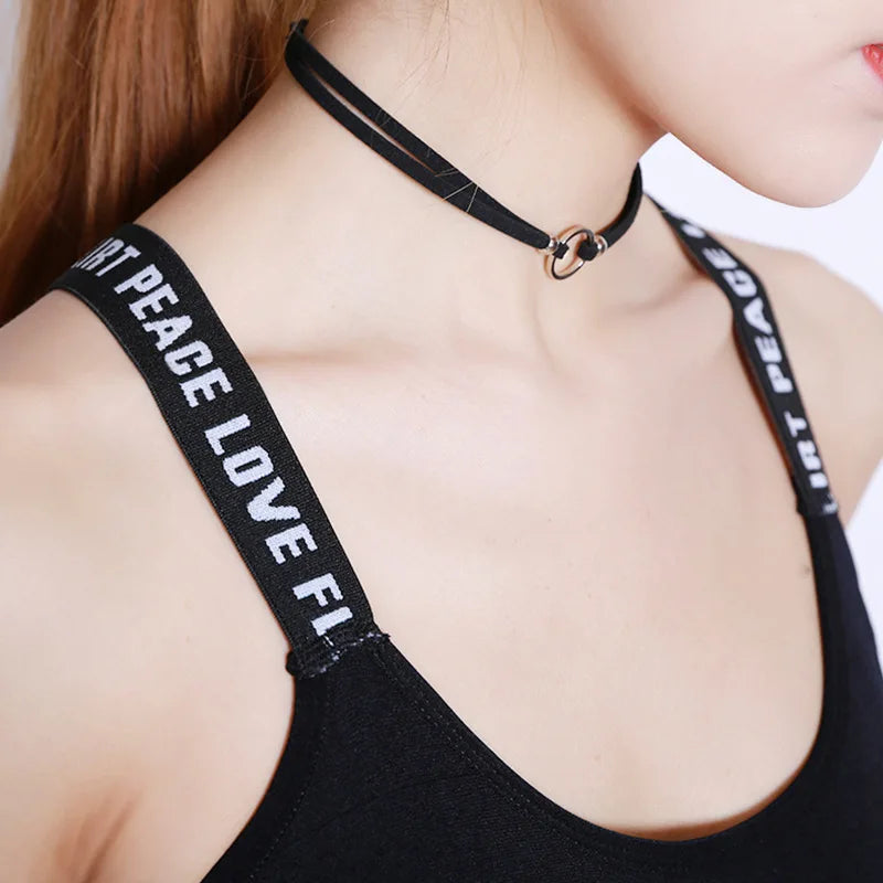 Women Letter Strap Sports Bra Sexy Seamless Fitness Underwear Elastic Slim Crop Top Breathable Push Up Yoga Vest Sportswear