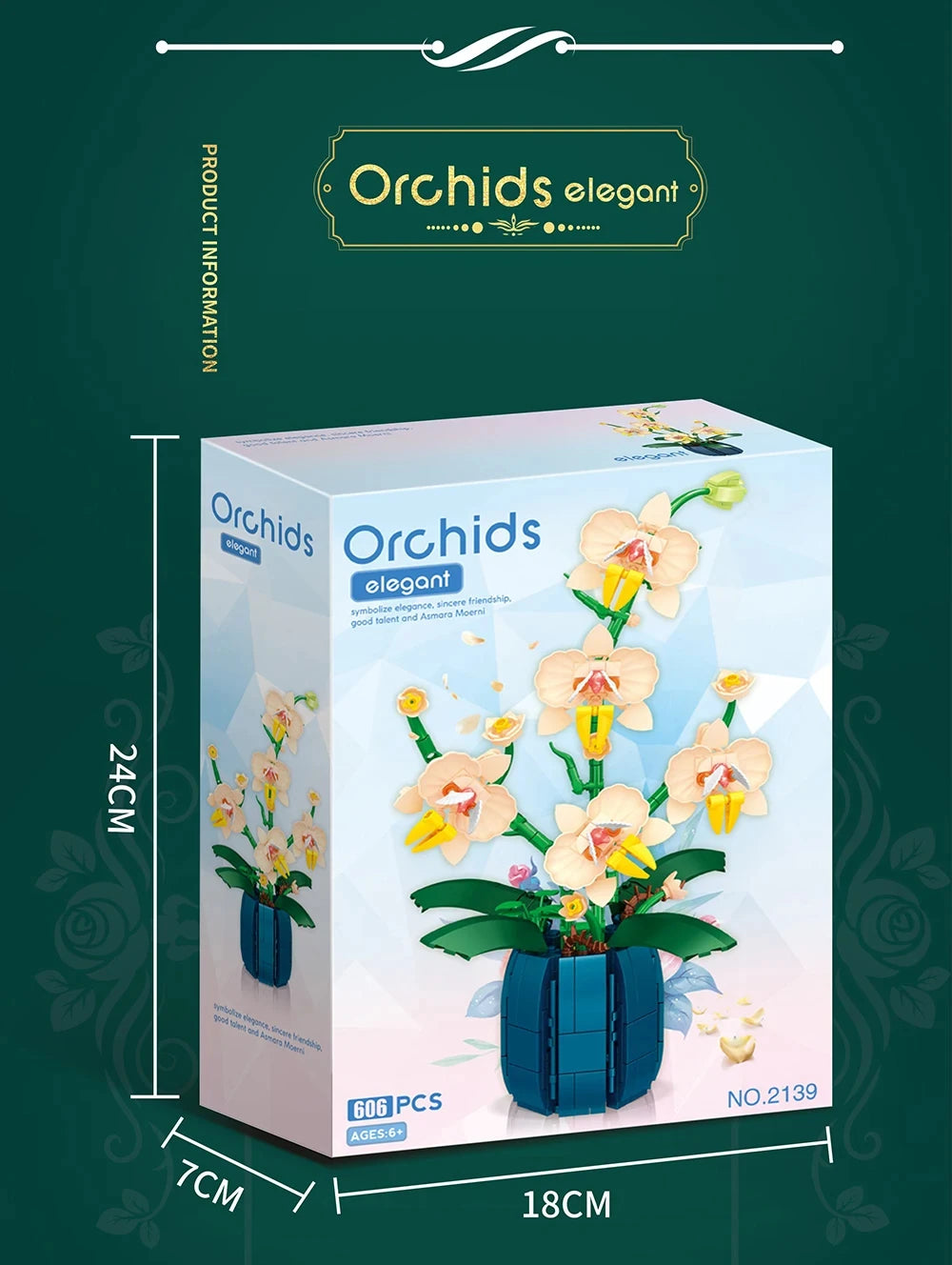 616PCS Orchid Building Blocks Flowers Bouquet Flower Blocks Bonsai Plant Model Bricks Romantic Home Decoration Toy For Kids Gift