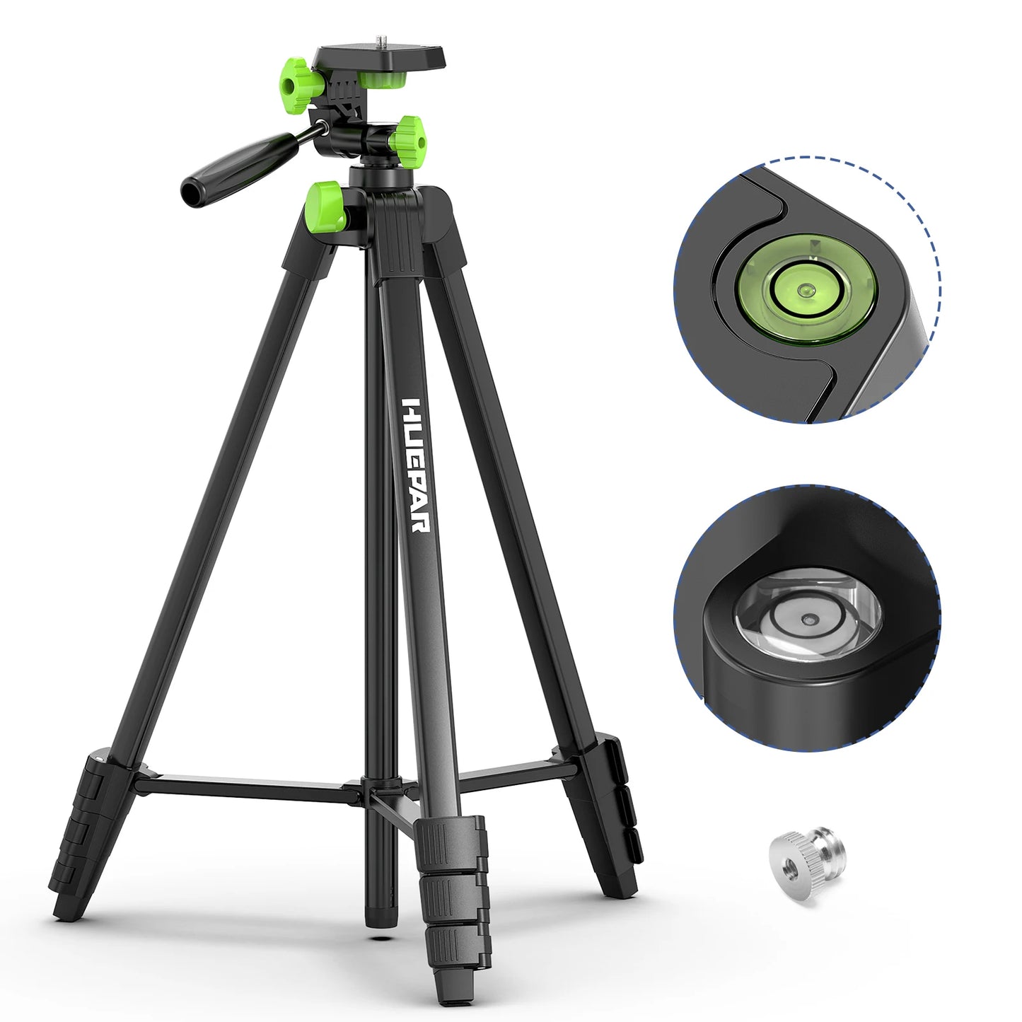 Huepar Multifunction Laser Level Tripod 1.52M With 360° Rotation Pan Head & Level Bubble Adjustable Stand For Laser Meter,Camera