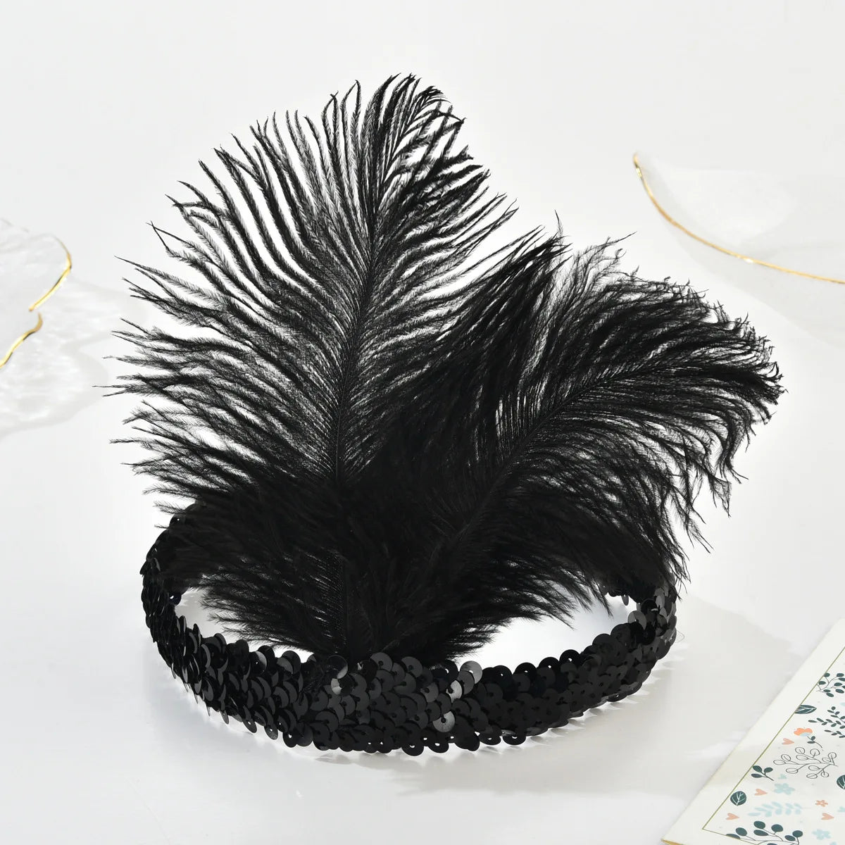 Headband 1920s Makeup Ball Decoration Feather Headband Gatsby Single Party Ladies Headwear Dress Up Feather Headband