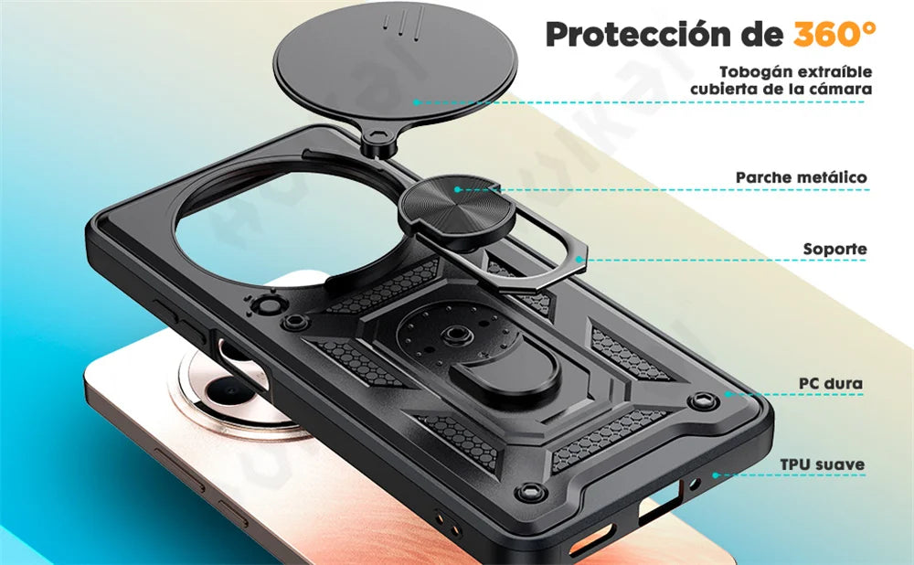 Case for OPPO Realme 13 12 Pro Plus Reno 12 Pro 12F Camera Lens Phone Case Ring Stand Armor TPU Antill Silicone Rotate Cover