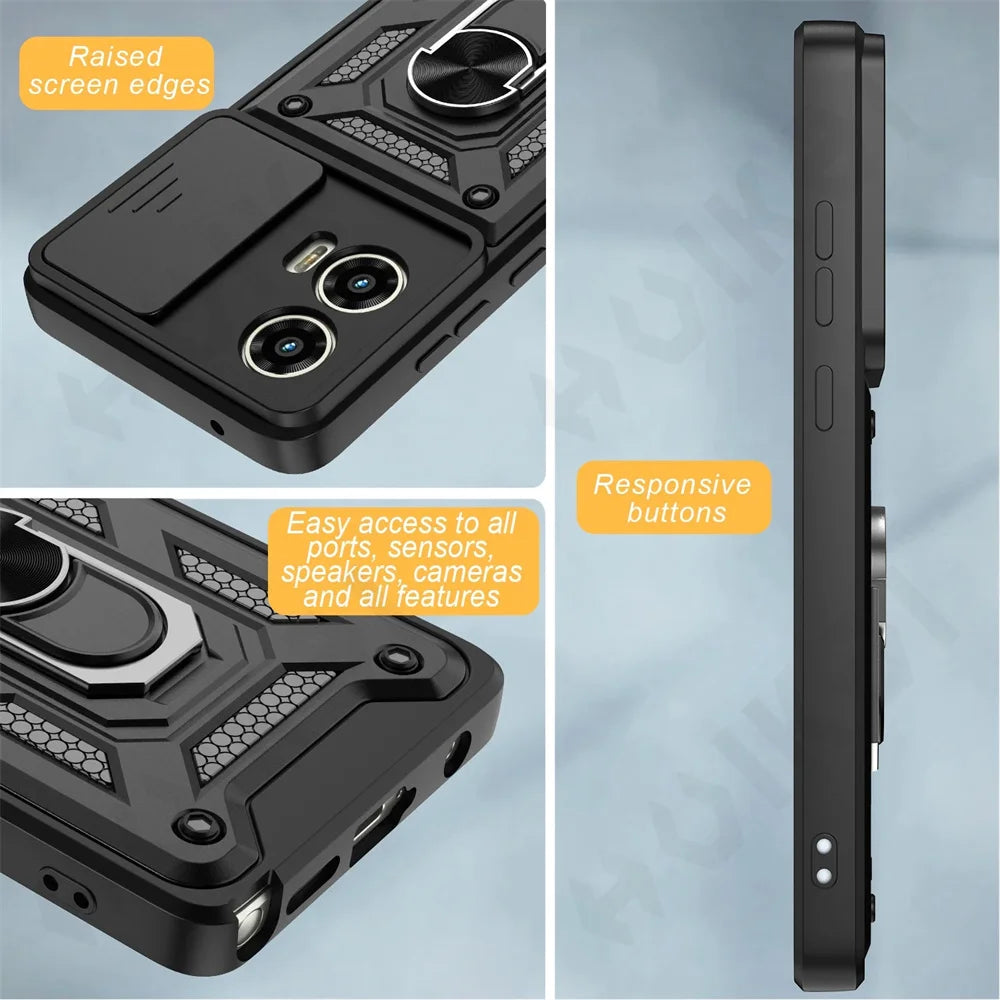 Case For Motorola Moto Edge 50 Pro Fusion 40 Neo G84 G54 4G Pro G34 G53 Camera Lens Cover Phone Case Ring Stand rotate Cover