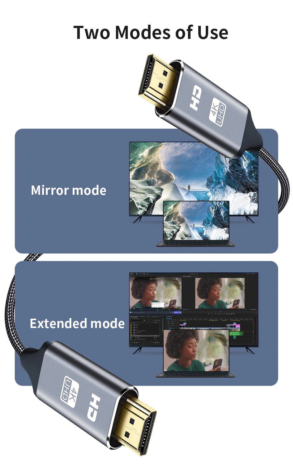 HDMI 2.0 Cable 4K HDR 3D High Speed Ethernet Cable for PS3  PS4 Xbox Fire TV Stick Blue Ray Player