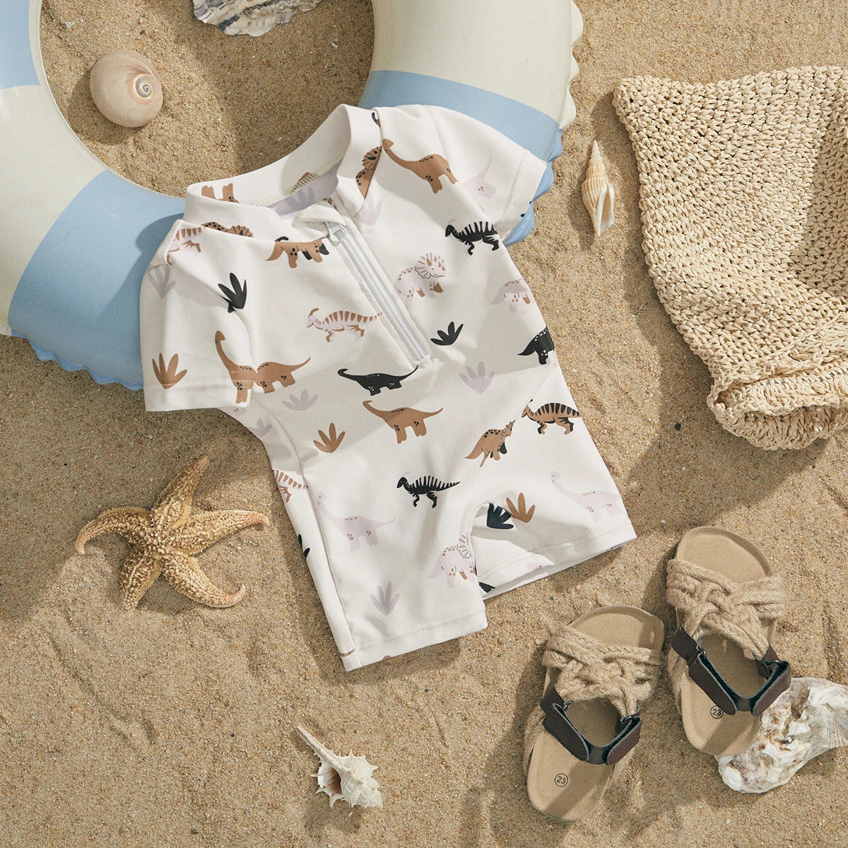 ma&baby 0-3Y Newborn Infant Toddler Baby Boy Girl Swimsuit Dinosaur Coconut Tree Short Sleeve Swimwear Beachwear Bathing Suit