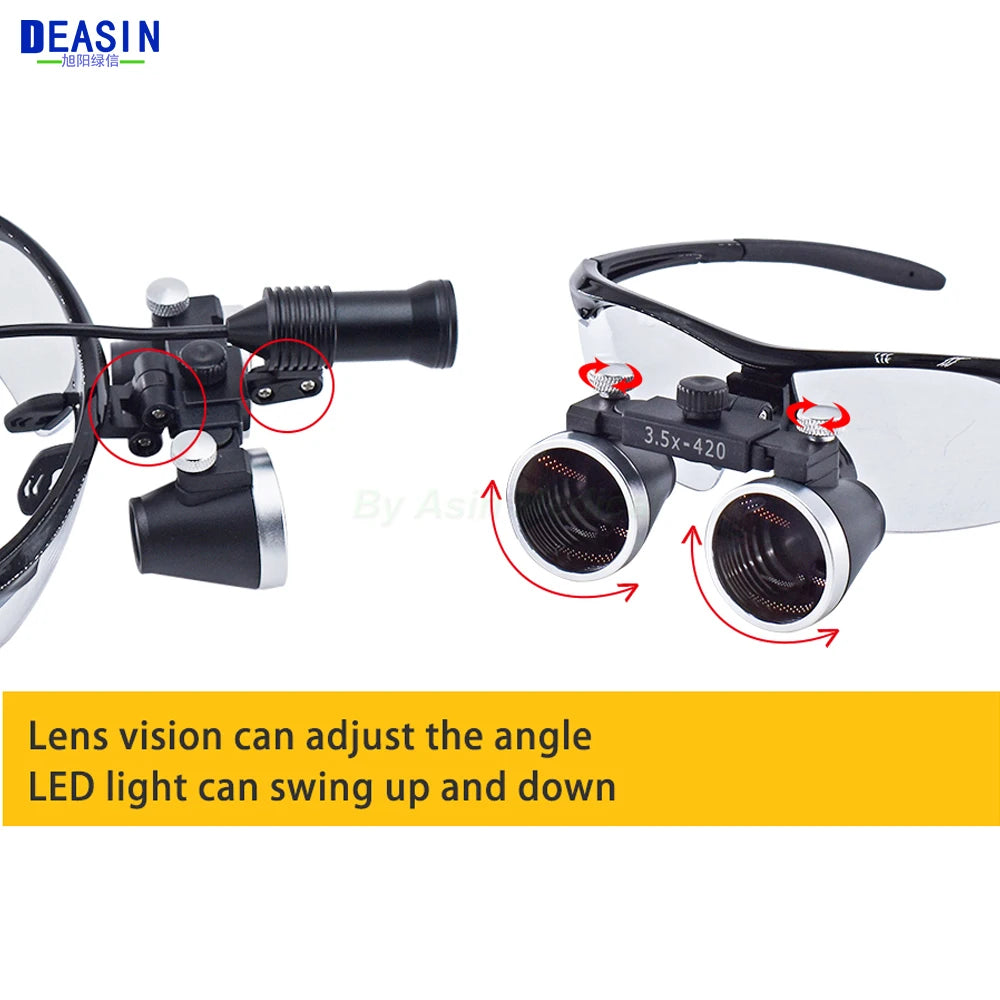 Dental Loupes Dental Magnifier Dental Lab Medical Loupes Magnification Binocular 2.5/3.5x Headlight Headlamp 3W/5W Seperately