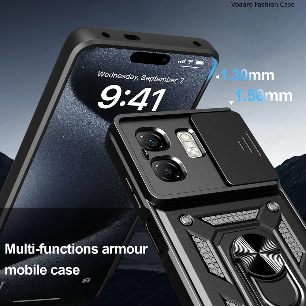 Slide Lens Camera Protect Armor Funda for Infinix Smart 9 Case Magnetic Rotate Ring Stand Holder Cover for Infinix Hot 50i Case