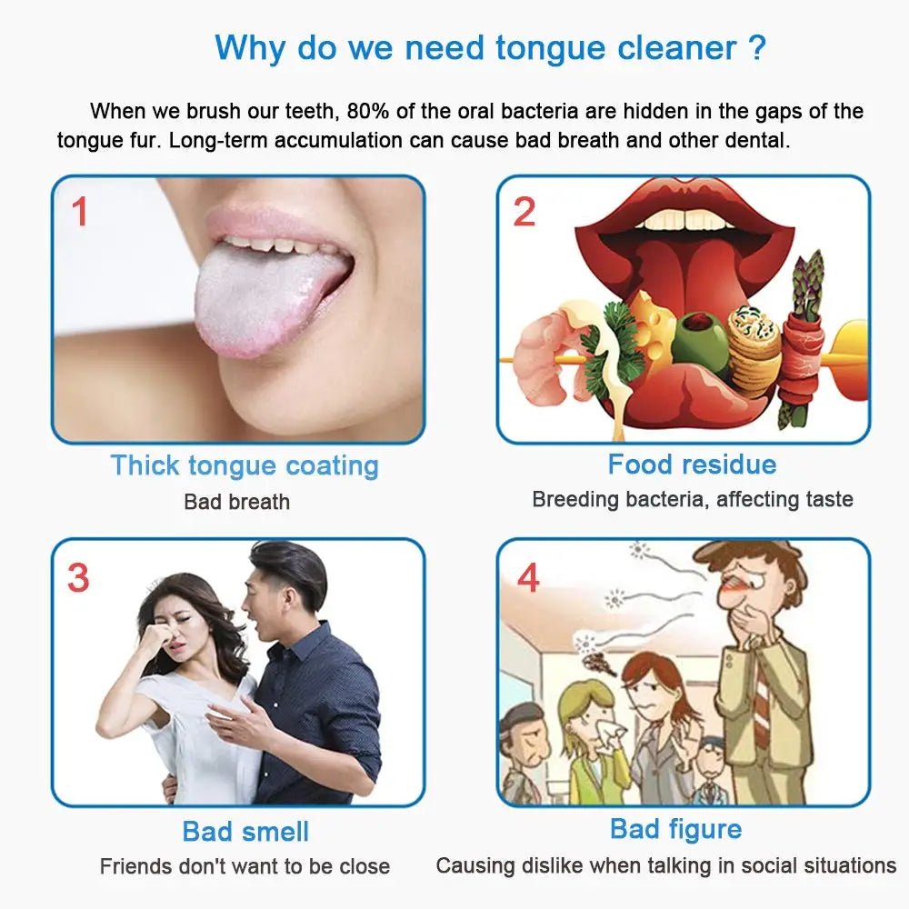 1Pcs Tongue Cleaner Portable Case Stainless Steel Tongue Scraper To Remove Bad Breath Mouth Cleaner Board Reuse Oral Care