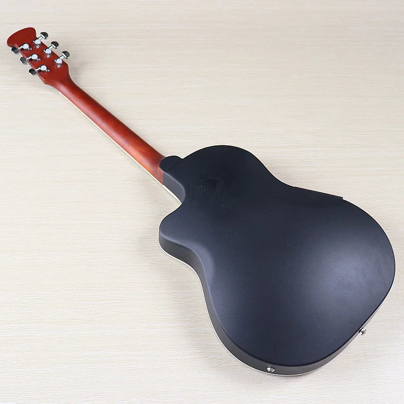 Ovation Model 41 Inch Round Back Electric Acoustic Guitar Cutaway Design 6 Strings Folk Style With Pick Up