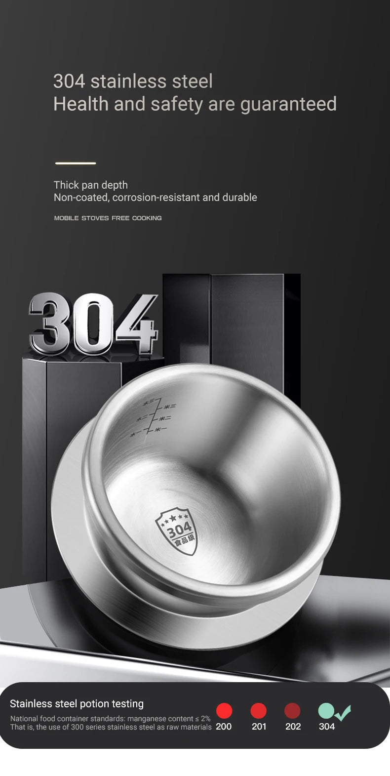 0.8-2L outdoor small pressure cooker camping 304 stainless steel portable kitchen rice cooker cooking tools pressure cooker